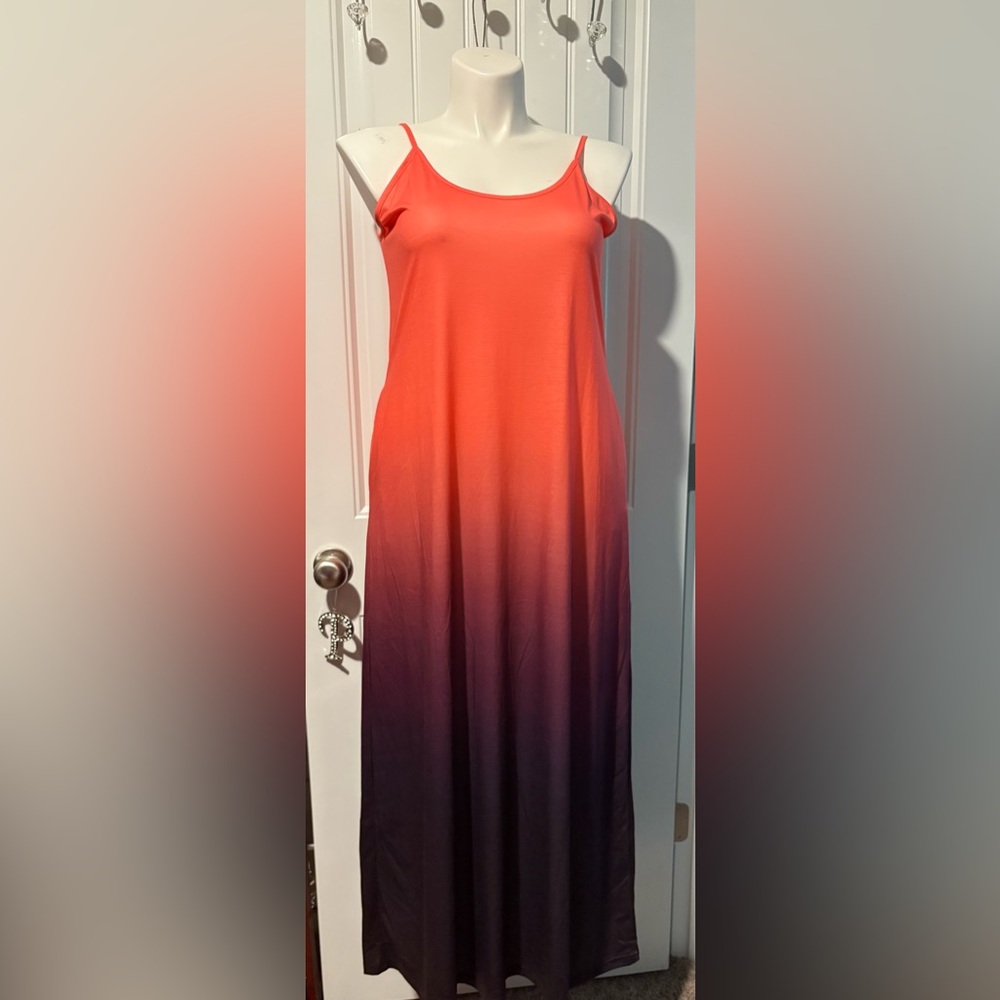 NEW  Orange and Purple Ombre Maxi Dress